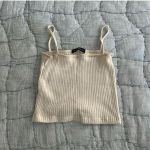 Brandy Melville Cream Ribbed Crop Tank Top